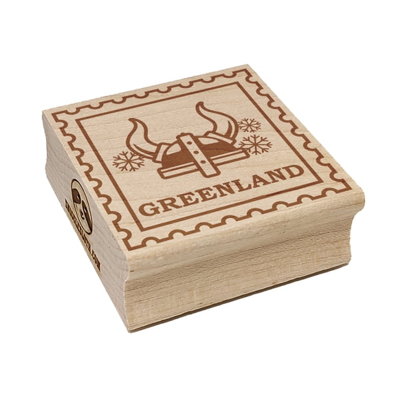 Greenland Travel Viking Helmet Square Rubber Stamp Stamping Scrapbooking Crafting - Small 1.25in