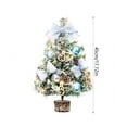 thumbnail image 3 of LED Snowfall Christmas Tree with Lighted Decorations, 17.72 Inch Desktop Holiday Decor with Blue Bow & Golden Snowman, Festive Wooden Base for Home Office Party, 3 of 9