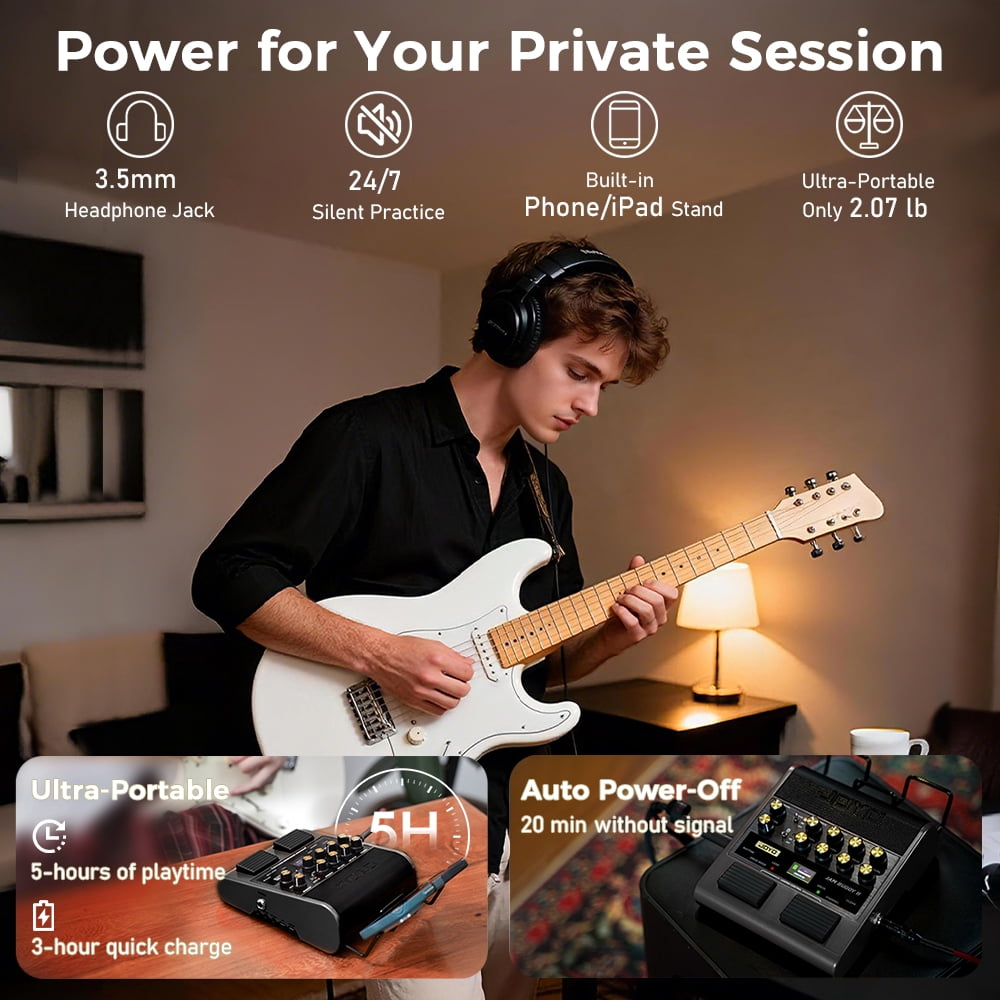 JOYO JAM BUDDY II 10W Portable Electric Guitar Combo Amplifier, Multi-Effects with Footswitch, OTG Recording & Bluetooth ABS & Aluminum Alloy for Guitar Practice