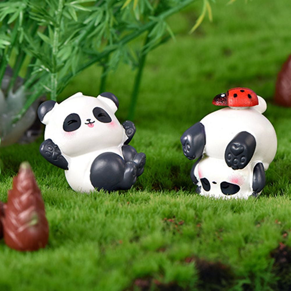 Pinenjoy 8Pcs Miniature Panda Figurine with 10Pcs Bamboo Resin 2inch Mini  Animals Landscape Decoration for DIY Fairy Garden Dollhouse Bonsai Craft
