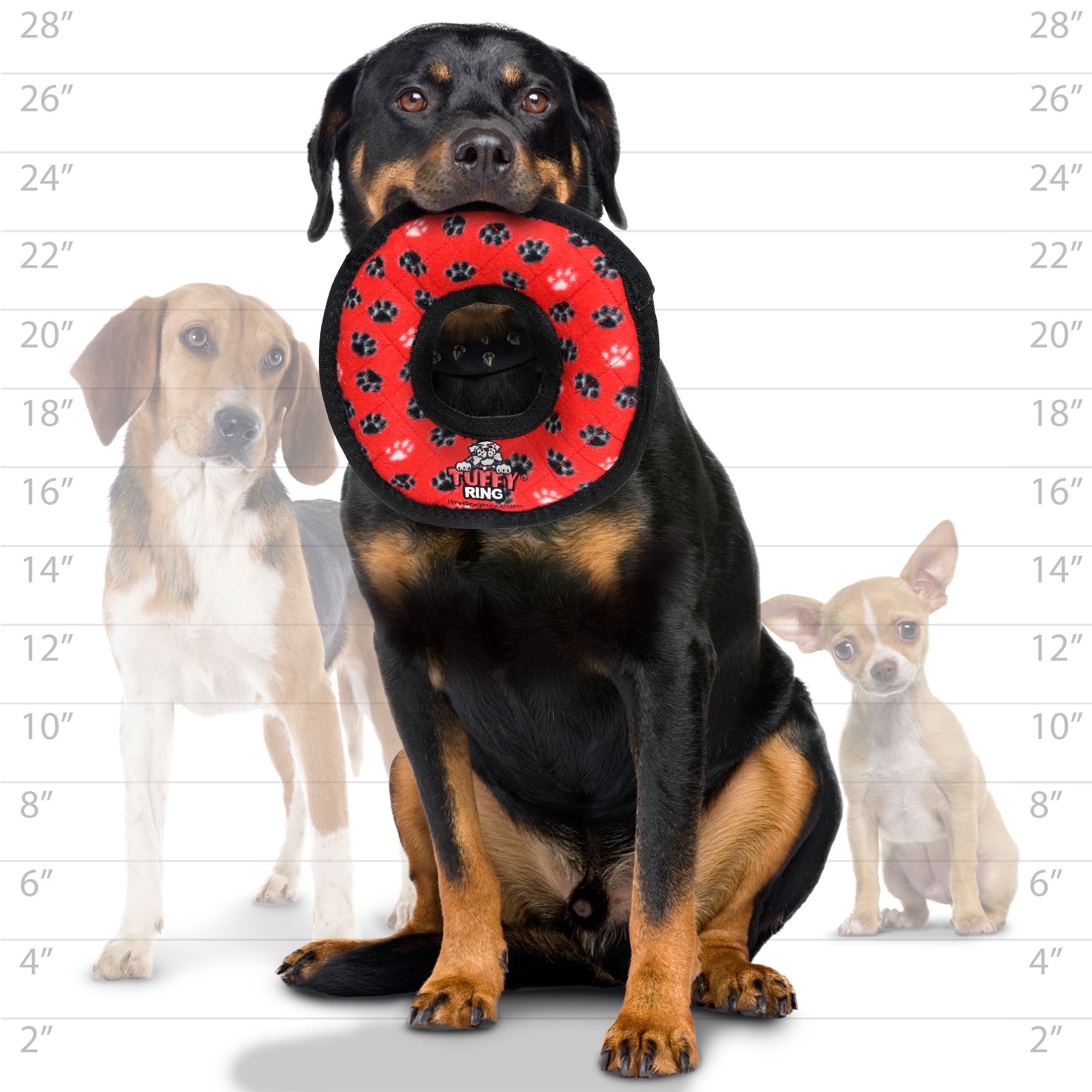 Tuffy Medium Red Ring Durable Plush Dog Toy