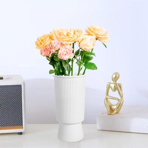 ZhyrZng Plastic Vase for Flowers Hydroponic Plants - Self Watering Imitation Glass Pot with Water Conduction Rope Transparent Soil Growing Container for Living Room Decor