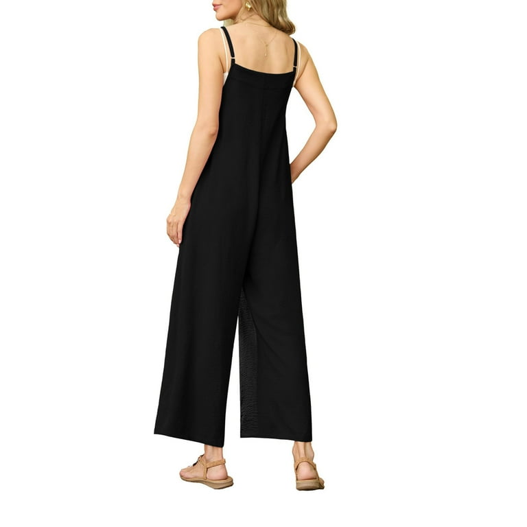Sakmal Flowy Jumpsuit Women Dressy Boho Black Sleeveless Overalls