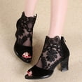 thumbnail image 3 of Sandalias de verano para mujer, zapatos de Boca de pescado, zapatos de tacón medio de talla grande para mujer, zapatos transpirables para mujer, tacones altos de malla de encaje, 3 of 3