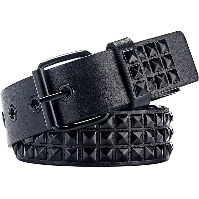 Ceinture Cloutée, Ceinture à Rivets Punk Rock en Métal avec Pyramide Lumineuse Cloutée pour Femmes Hommes