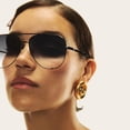 thumbnail image 3 of Gafas de sol Quay High Key, extra grandes, polarizadas, color aviador, color negro, 3 of 4