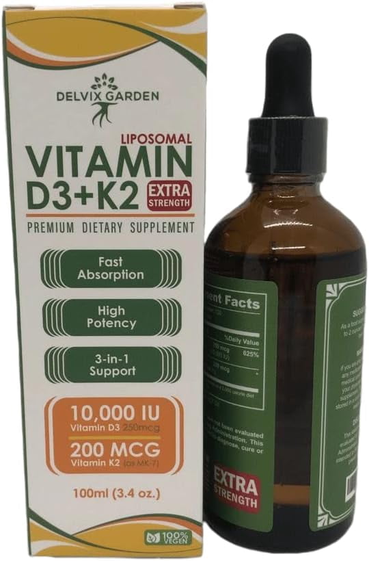Vitamin D3 K2 Drops for Adults, 4oz – 4 oz: Liquid Vitamin D3 K2 Supplement for Immunity, Heart and Bone Health