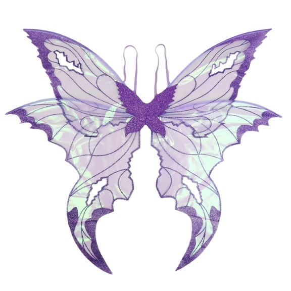 Purple Cosplay Wings with Elastic Shoulder Straps, Sparkly Party Accessories for Halloween Masquerade Costume Dress Up, Photography Props, Festival Celebration