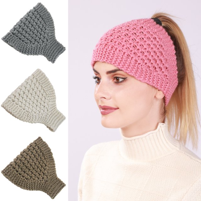 Diademas de turbante de punto para mujer, bandas para el cabello de ganchillo, invierno cálido
