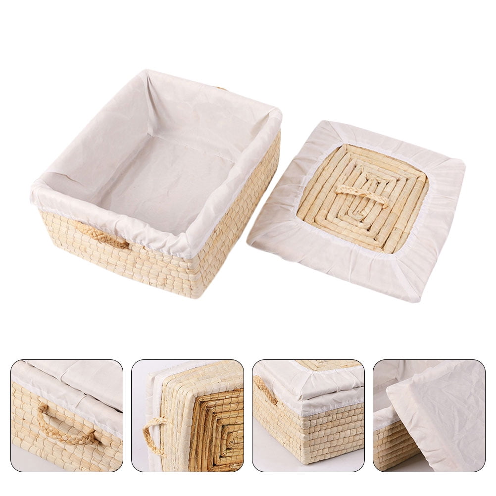 OUNONA  Egg Storage Container Household Basket Decorative Fruit Lid Lids Beige