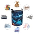 thumbnail image 4 of Balery Colorful Ocean Whale Cesta de ropa redonda con asas, impermeable, independiente, para ropa, juguetes, dormitorio y familia-Small, 4 of 6