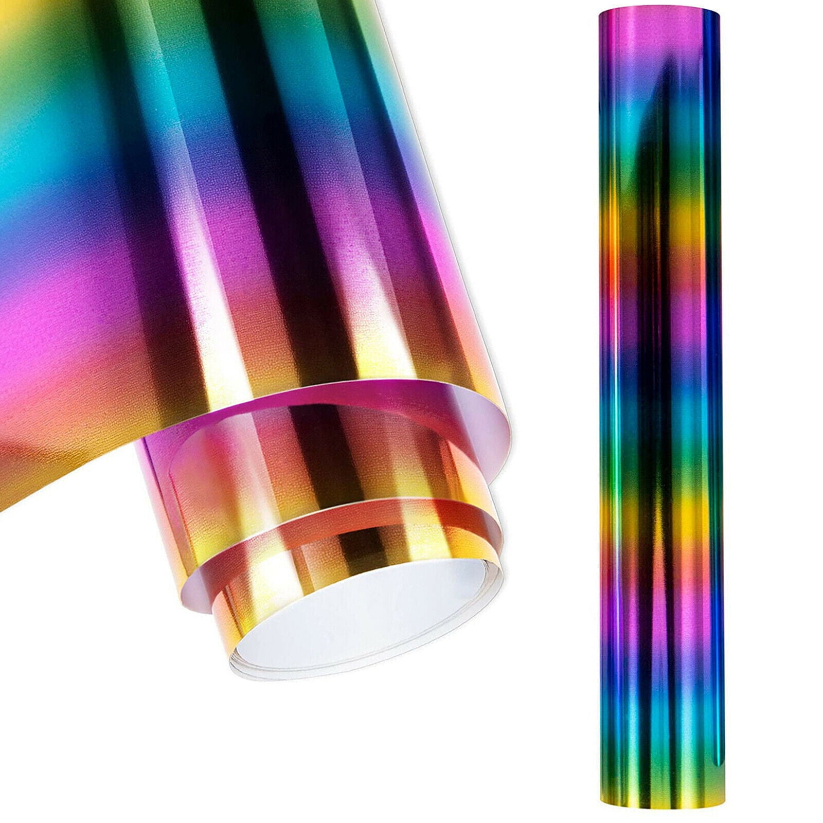 HTVRONT 12"x5ft Holographic Rainbow Stripe Heat Transfer Vinyl Iron on