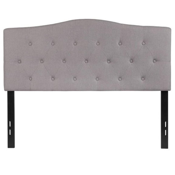 Pemberly Row Contemporary Tufted Full Panel Headboard in Light Gray