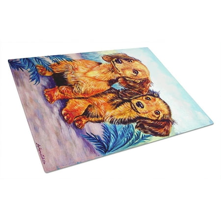 

Carolines Treasures 7022LCB Long Hair Red Dachshund Glass Cutting Board Large 12H x 16W multicolor