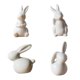 thumbnail image 1 of Estatuilla de cerámica de 4 piezas, escultura de estatua de Animal de Pascua blanca, librería moderna para y , decoración, 1 of 8