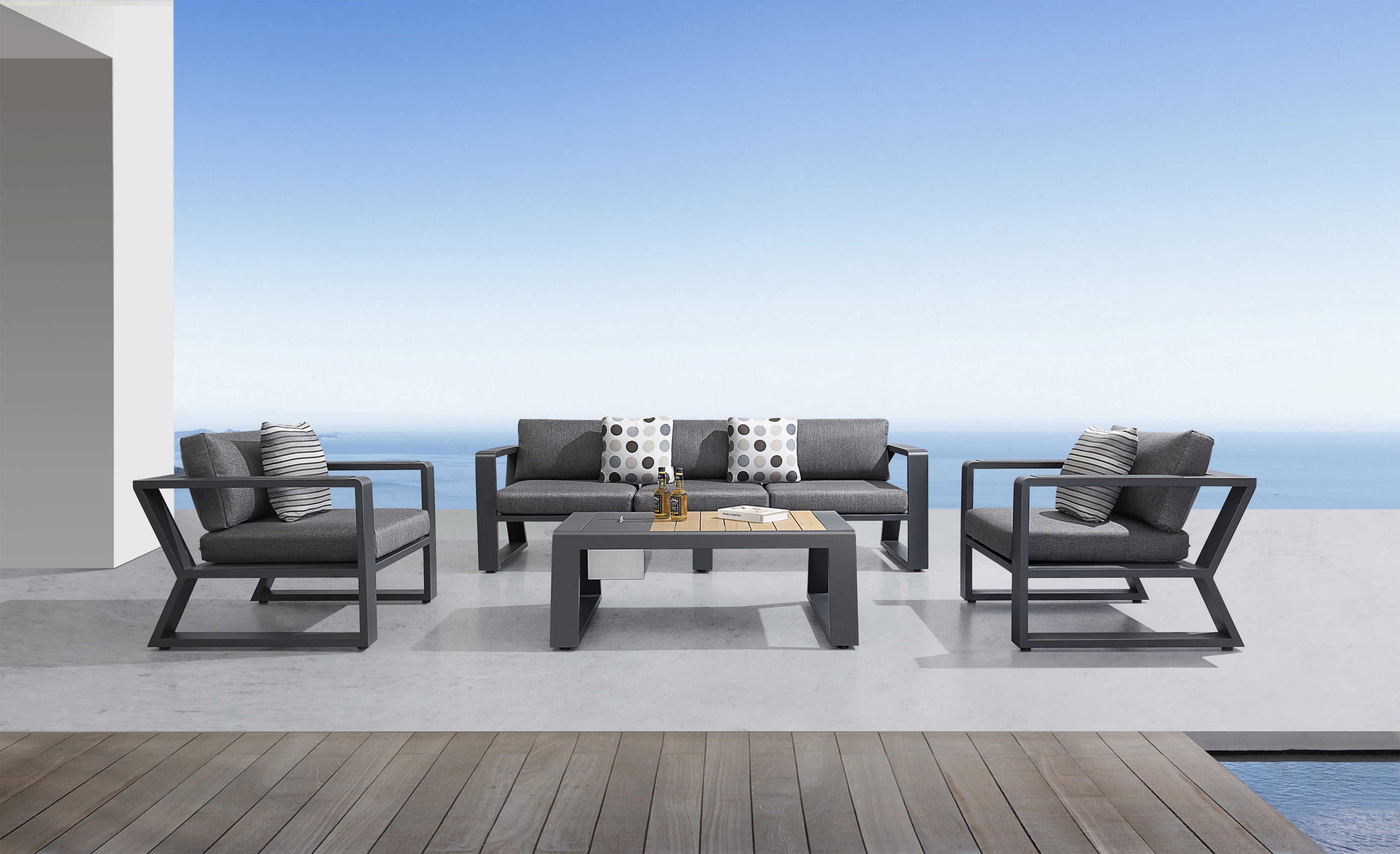 HIGOLD 3055 Exee 4 Pieces Outdoor Conversation Set , Aluminum Patio