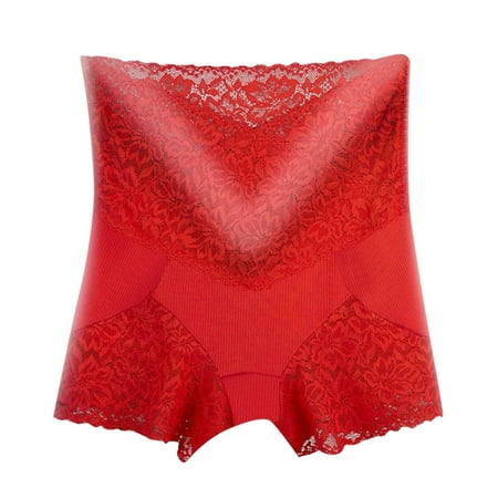 

Mackneog High Rise Underwear Women Womens Lace High Waist Pants Abdominal Hip Lifting Underpants Womens Large Size Seamless Leggings Polyester