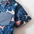 thumbnail image 4 of Xudanell Baby Boy Outfits Summer New Sets Cartoon Fish Print Short Sleeved Button Up Shirt Solid Color Shorts 2-6 Years Kids Clothes Boys, 4 of 9