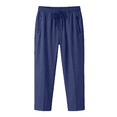 thumbnail image 5 of Women's Pants BWASD Casual Straight Leg Trousers with Pockets Adjustable Slim-Fit Stretchy Cropped Tapered Navy S-XXXL Business Office Outfit Ladies Slacks, 5 of 8