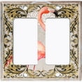 thumbnail image 6 of Metal Light Switch Plate Outlet Cover Elegant Flamingo Frame Beige Damask FGO014, 6 of 13