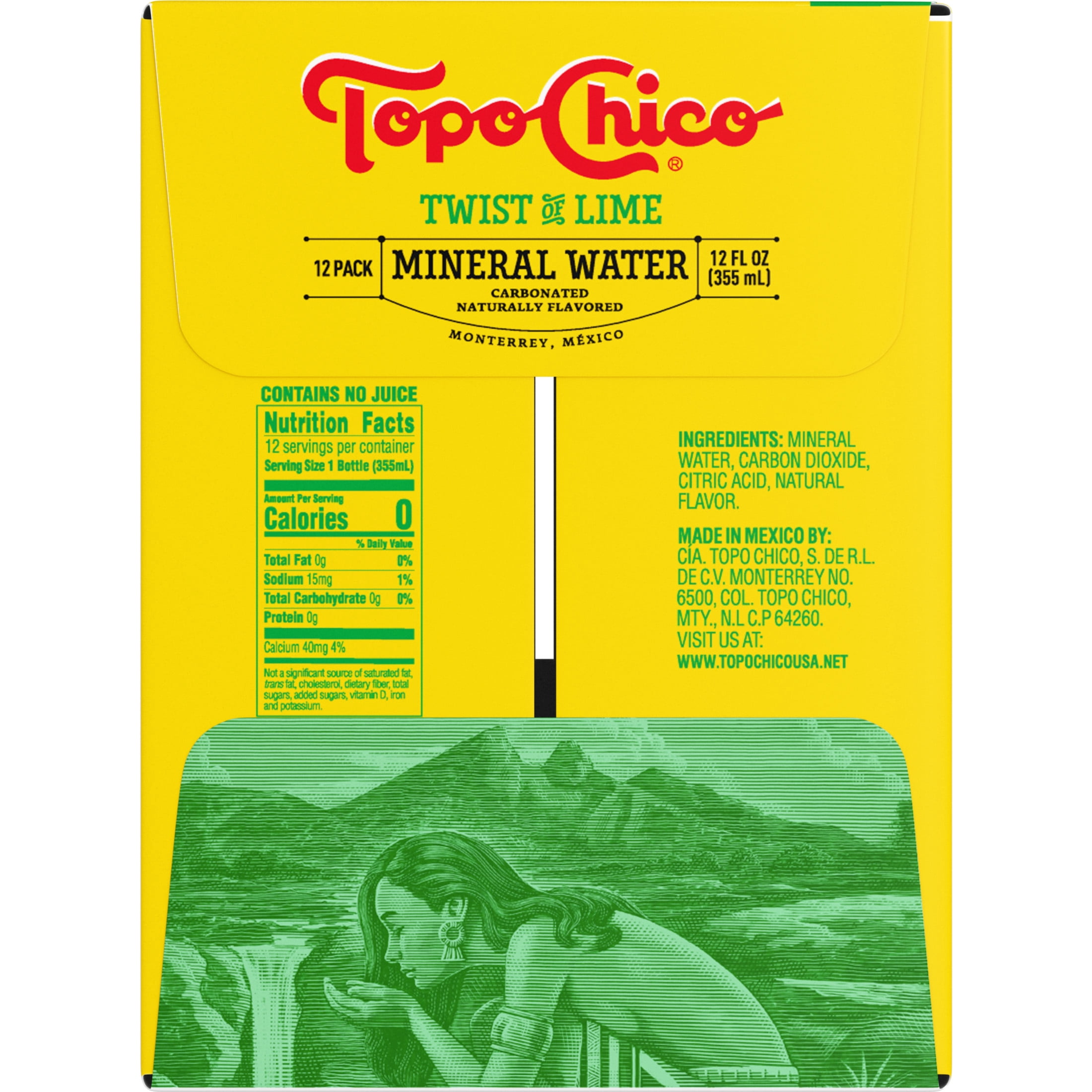Topo Chico Mineral Water Twist of Lime Sparkling Water Glass Bottles, 12 fl oz, 12 Pack