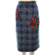 Angle View: Philosophy NEW Black Women's Size 8 Floral Plaid Straight Pencil Skirt