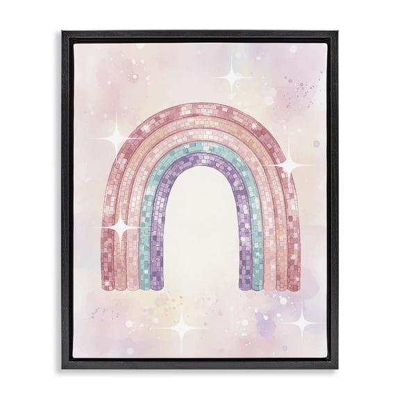 Stupell Industries Eclectic Pastel Disco Rainbow Sparkles Black Floating Frame Canvas Art, 17 x 21, by Lil' Rue