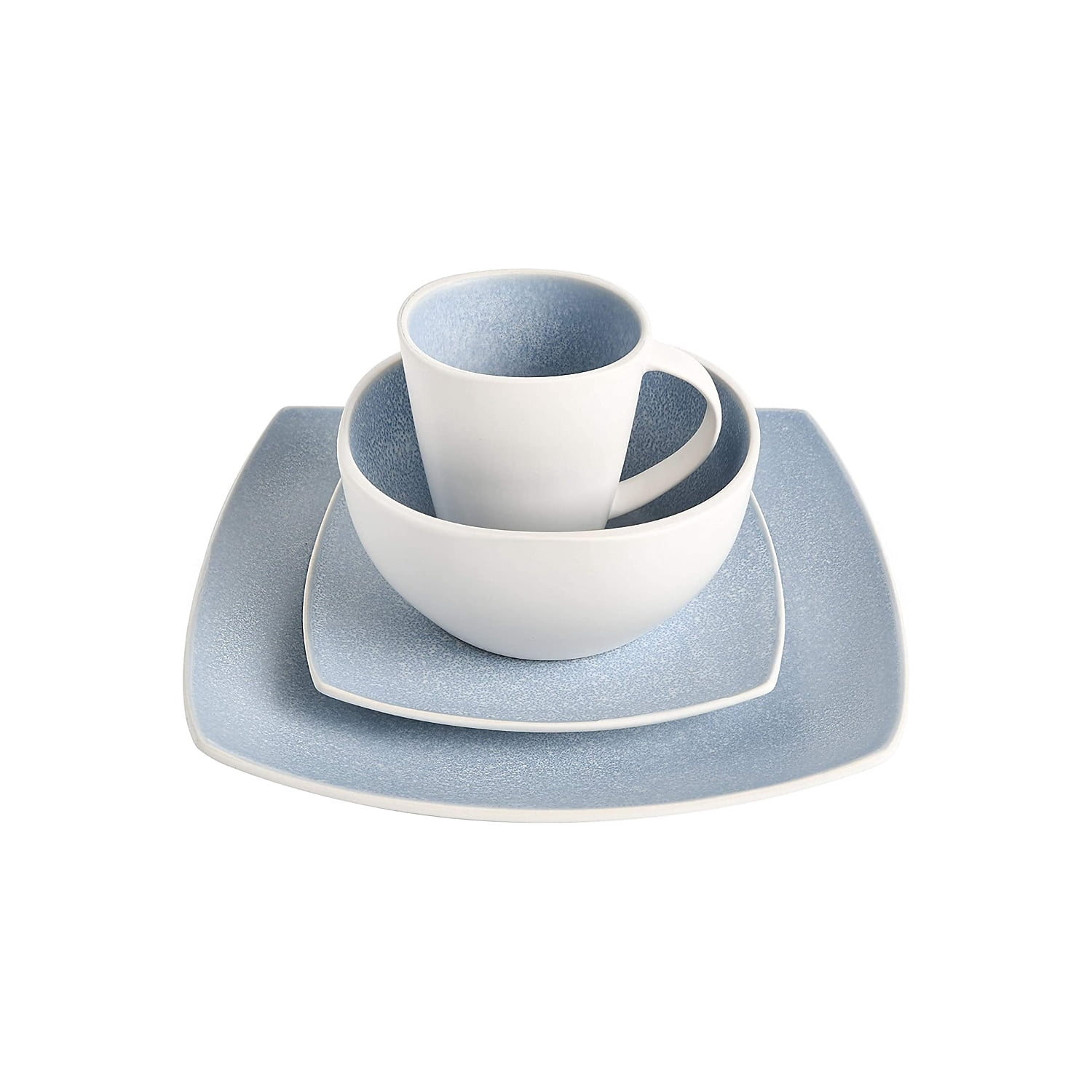 Gibson Soho Lounge Square 16-Piece Dinnerware Set - Aqua Blue