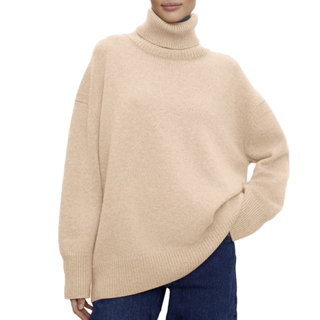 Chandail à Col Roulé pour Femmes, Haut Tricoté Ample, Doux, Confortable, Décontracté, Mode Hiver, Chaud