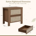 thumbnail image 6 of Brafabhome Set of 2 Nightstands with Fast Charging Station, Rattan 2 Drawers Storage Bedside Table Modern Night Stand for Bedroom Living Room | Walnut, 6 of 8