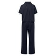 thumbnail image 4 of BYHONG Women Summer Pant Suits V Neck Loose Short Sleeve Blouses Casual 16 Piece Set Womens Pant Suits With Pockets Navy S, 4 of 4