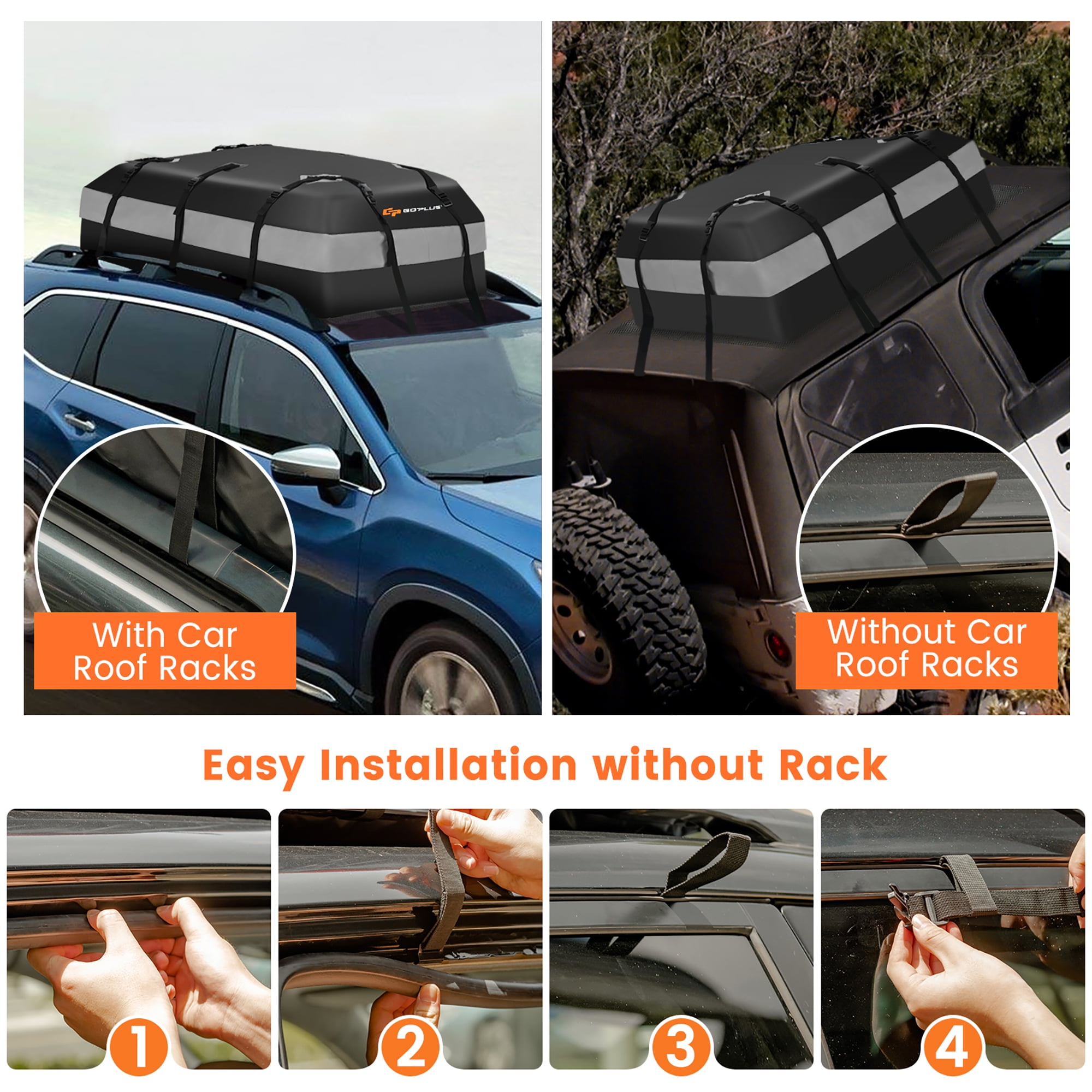 Goplus 15 Cubic Feet Car Roof Bag Rooftop Cargo Carrier Waterproof Luggage Bag with Lock Walmart