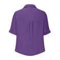 thumbnail image 6 of VBVC No Boundaries Women's Short Sleeve Button Down TShirts,Womens Solid Blouses Tops with Pocket,Oversized Tunic Tops For Women,*Purple,Size S, 6 of 7