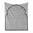 thumbnail image 1 of Moroccan Soft Flannel Fleece Throw Blanket, Art Background with a Group of Traditional Turkish Ottoman Forms Patterns, Cozy Plush for Indoor and Outdoor Use, 60" x 80", Black White, by Ambesonne, 1 of 6