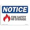 thumbnail image 3 of SignMission OS-NS-D-710-L-12655 Notice Fire Safety No Storage OSHA Sign with Symbol, 3 of 4