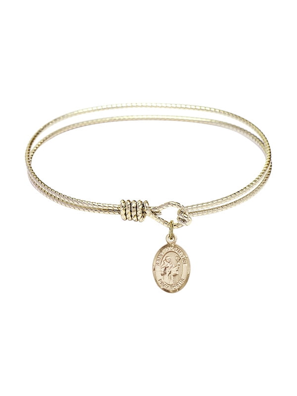 Augustine Charm On A 6 1//4 Inch Oval Eye Hook Bangle Bracelet Catholic Saint Medals St