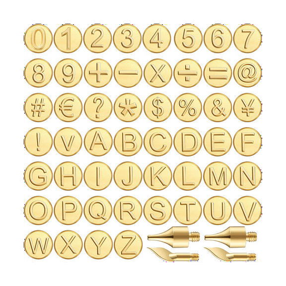 56 Pieces Wood Burning Tip Letter Set Including Alphabet Number for Craft DIY Embossing Carving