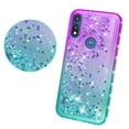 thumbnail image 4 of Compatible for Motorola Moto E7 Case, with Tempered Glass Screen Protector SOGA Diamond Liquid Quicksand Cover Cute Girl Women Phone Case - Teal/Purple, 4 of 5