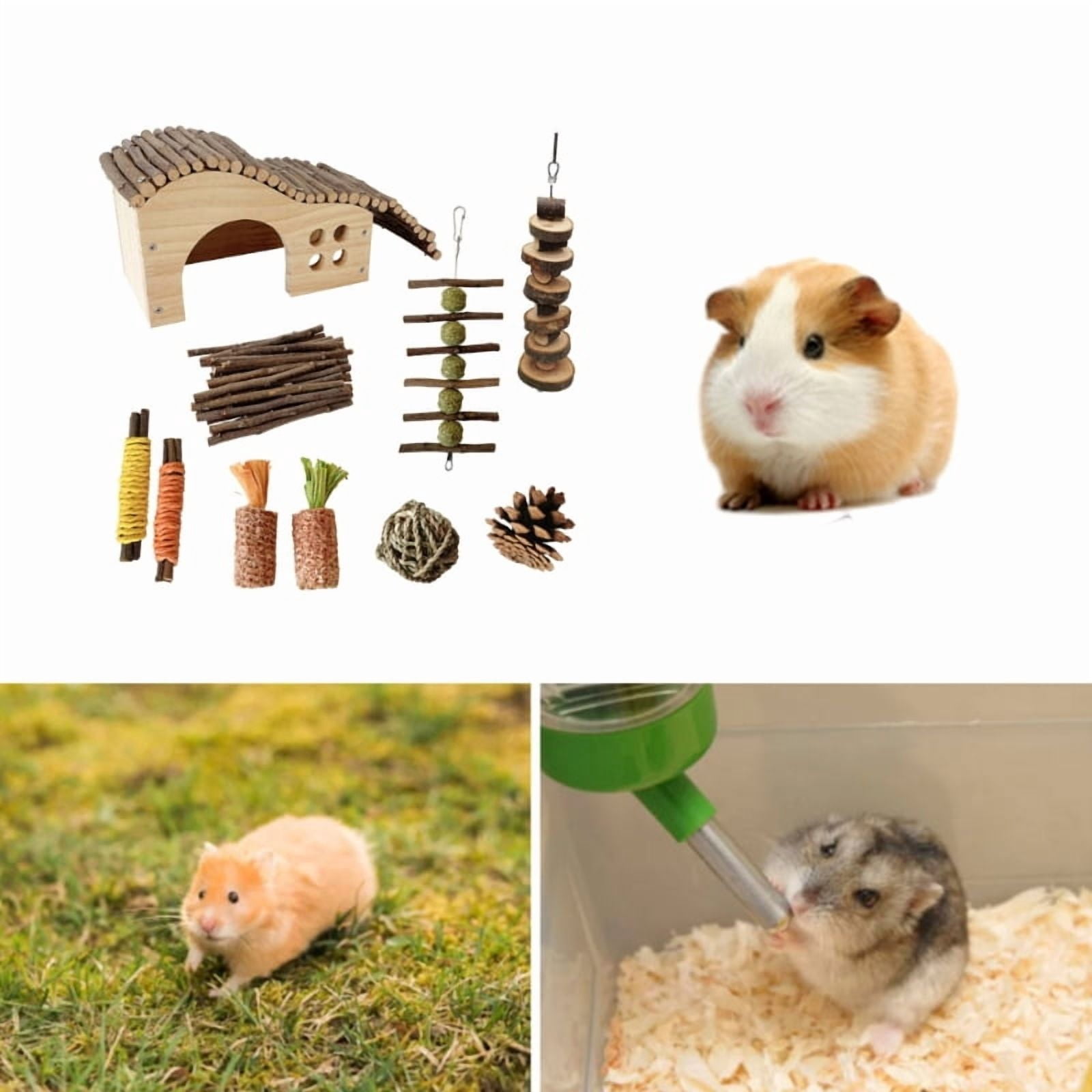 10PCS Guinea Pigs Toy Bulk Birdcage Accessories Wood Chewable Pet Hideout House