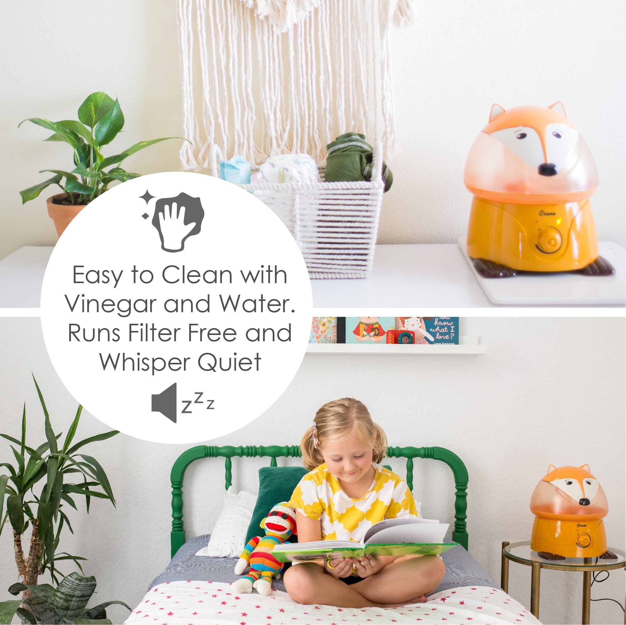 Crane Adorable Ultrasonic Cool Mist Humidifier, 1 Gallon, 500 Sq ft Coverage, 24 Hour Run Time - Penguin