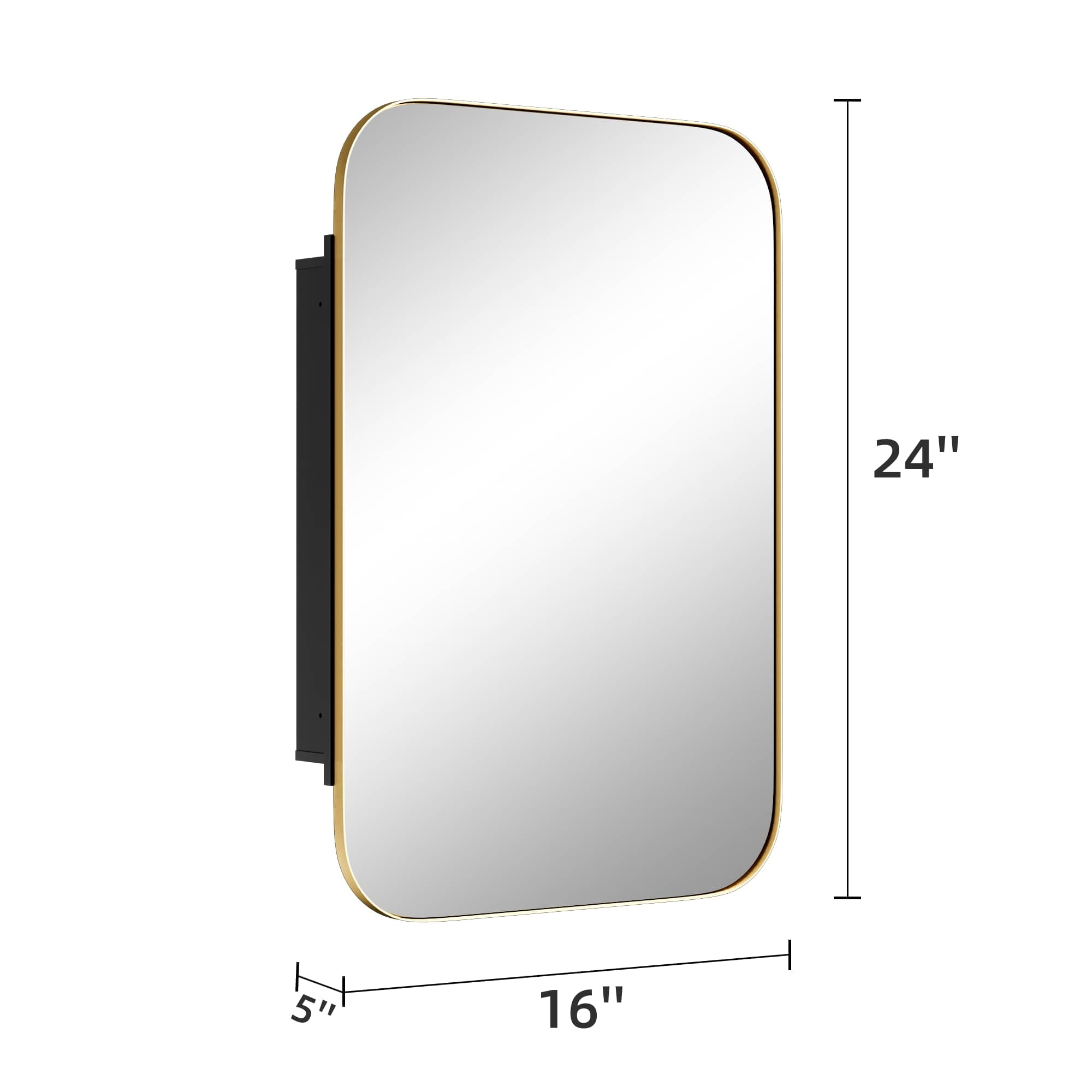 MAYEERTY 24"x16" Iron Rectangular Bathroom Mirror Cabinet, Gold