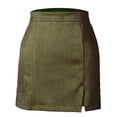 thumbnail image 6 of Womens High Waist Suede Fall Skirts Side Split Bodycon Short Zipper A Line Corduroy Mini Skirt - Women Fall Winter Plain Faux Suede Skirt - Casual Skirts Trendy Womens Skirts 2026 Army Green L, 6 of 6