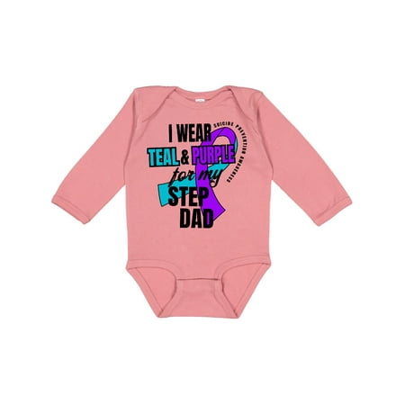 

Inktastic Suicide Prevention I Wear Teal and Purple for My Step Dad Gift Baby Boy or Baby Girl Long Sleeve Bodysuit