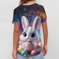 thumbnail image 3 of Womens Easter Scrub Tops V-Neck Short Sleeve Stretch Bunny/Egg Printed Nurse Working Uniforms, 3 of 5