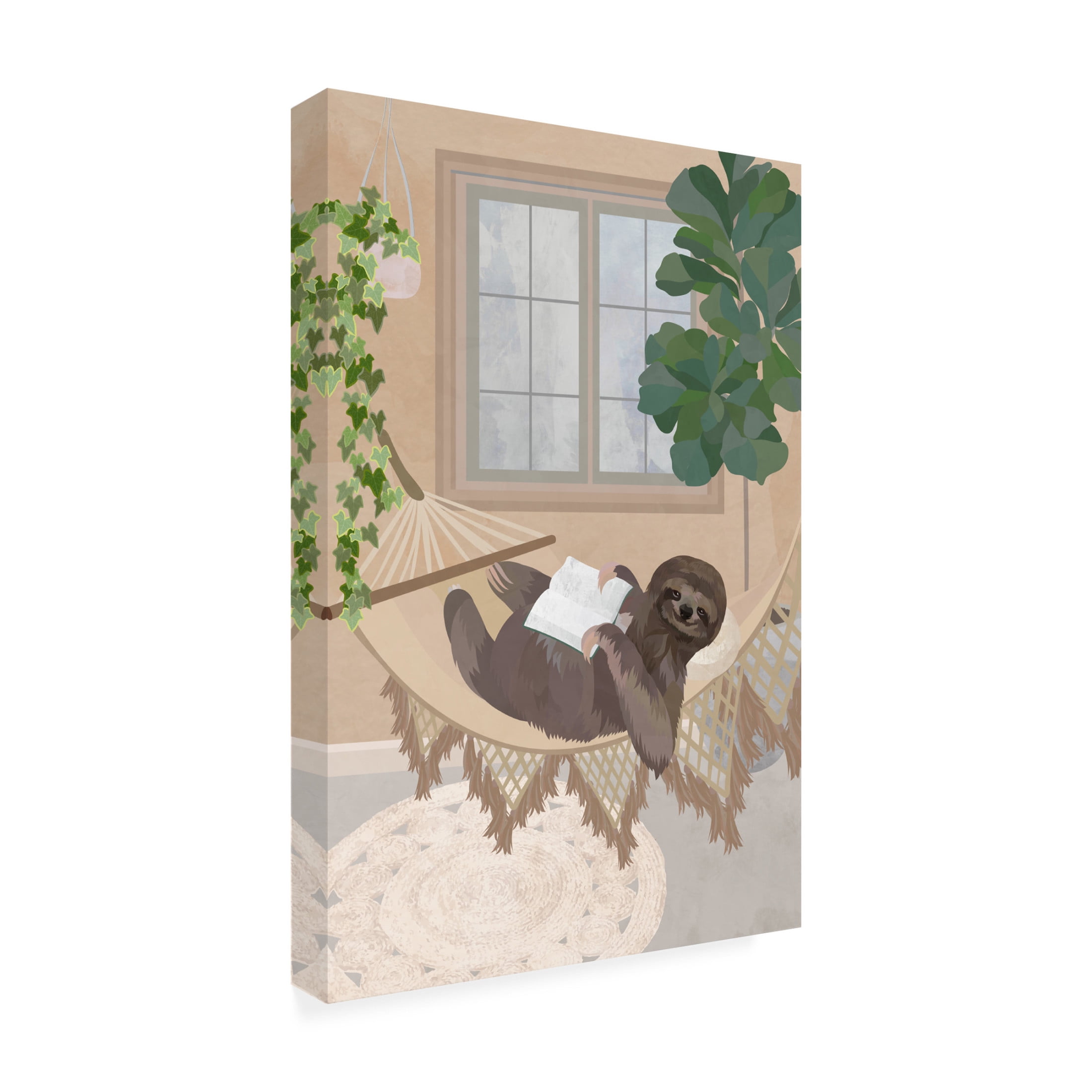 Trademark Fine Art Sarah Manovski  Lazy sloth in hammock Canvas Wall Art