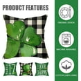 thumbnail image 3 of St Patricks Day Clover Decorative Throw Pillow Cover 16x16 Set of 4, Black White Buffalo Plaid Check Lucky Charms Shamrock Outdoor Pillowcase, Spring March Hat Gift Cushion Case Home Decor, 3 of 6