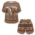 thumbnail image 4 of SEANATIVE Aztec Tribal Horses Pajamas Sets Women Short Sleeve Shirts and Pants Size M 2 Piece Sleepwear Stretchy Loungewear Set with Pockets Ladies Nightwear Outfits, 4 of 7