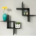 thumbnail image 2 of Greenco Criss Cross Intersecting Wall Mounted Floating Shelves- Espresso Finish, 2 of 5