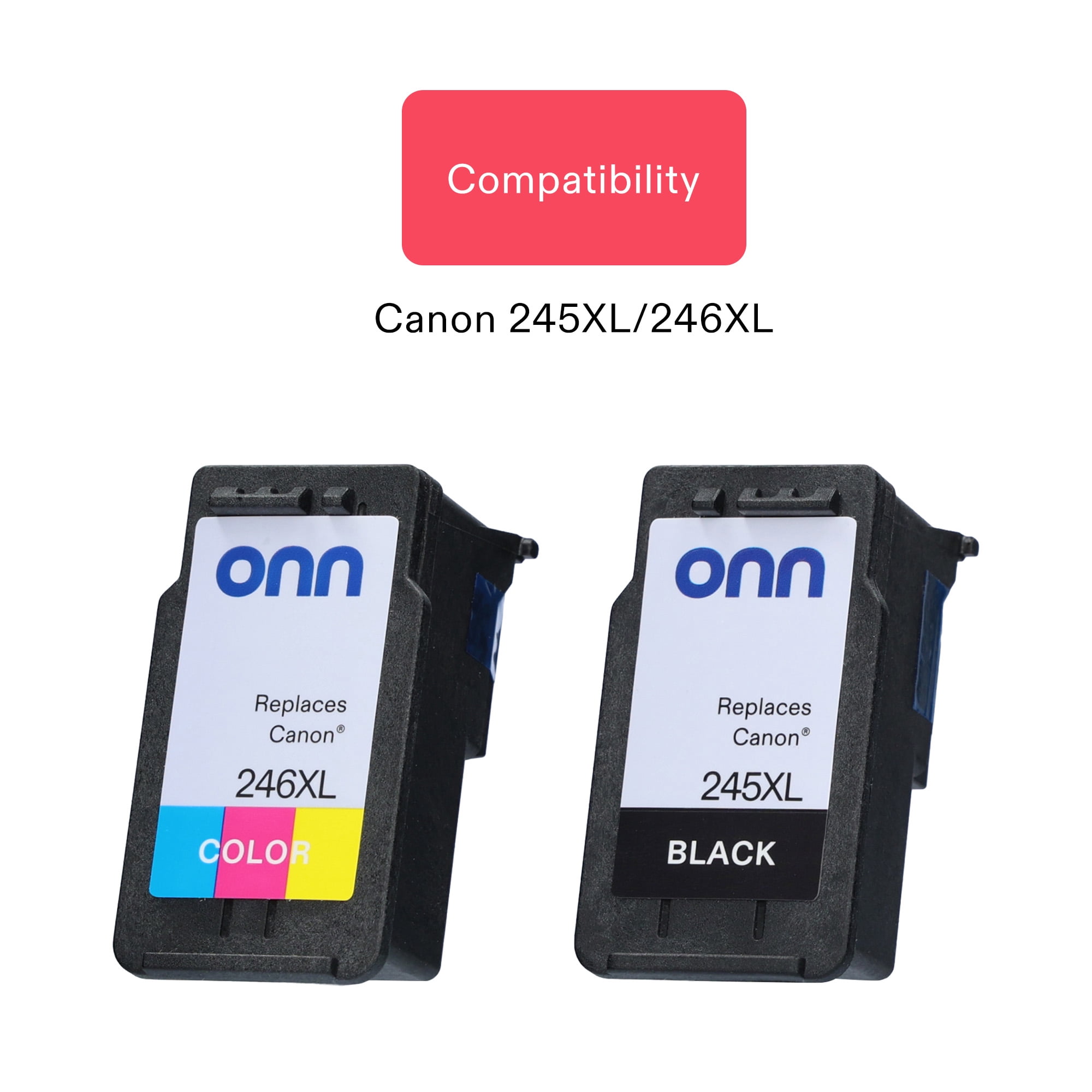 onn Remanufactured Inkjet Printer Cartridges for Canon Printers, Black and Color, 2 Pack