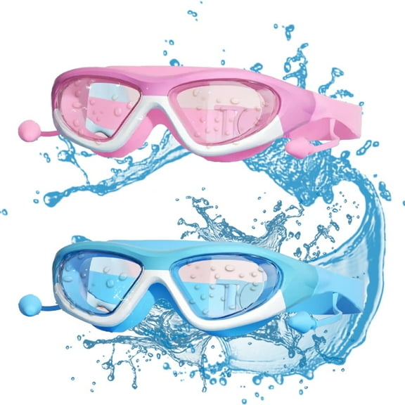 Kids Swim Goggles for Kids 3-12, Design, 2 Pack Swimming Goggles No Leaking Anti Fog Kids Goggles for Boys Girls